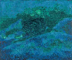 Hiding Boulder by Karin Waskiewicz, 2014, Acrylic on panel, offered May 2015