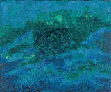 Hiding Boulder by Karin Waskiewicz, 2014, Acrylic on panel, offered May 2015