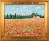 Poppies in the Loire Valley by Jance Lentz, Oil on linen, offered May 2015