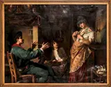 Interior Scene with Figures by August Wolf, Oil on canvas, offered Mar 2015