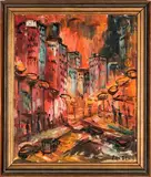 Cityscape by Alex Dery, Oil on board, offered Mar 2015
