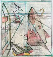 Allegory Sans Algae by James Karpowicz, 1989, Oil and pastel on vinyl, offered Mar 2015
