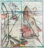Allegory Sans Algae by James Karpowicz, 1989, Oil and pastel on vinyl, offered Mar 2015