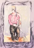 Man and Dog by Sandro Chia, Lithograph in color, offered Mar 2015