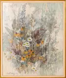 Floral Still Life by Robert Laessig, Watercolor and gouache on board, offered Mar 2015