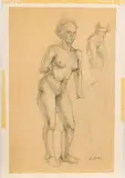 Sketch of a Female Nude by Henry G. Keller, Pencil on paper, offered Mar 2015