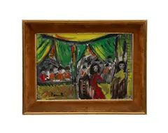 Musicians" - 20th century by Poucette, oil on board, sold Jun 2026