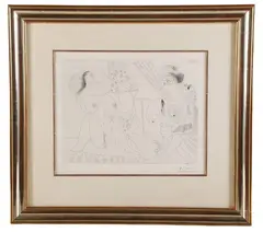 Untitled by Pablo Picasso, 1970, etching "Jeune Peintre Persee avec une Chouette et Odalisque Medusa", sold Jun 2024