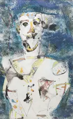 NY artist by Charles Lassiter, mixed media on paper, sold Jul 2024