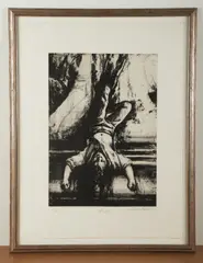 Untitled by Sidney Goodman, etching "Hanging", sold Jul 2024