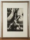 Untitled by Sidney Goodman, etching "Hanging", sold Jul 2024