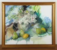 Still Life with Pears by Marjorie Dean Andruk, oil on canvas, sold Jul 2024