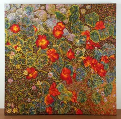 painting "Nasturtium II by Svetlana Soldatova, acrylic on canvas, sold Jul 2024