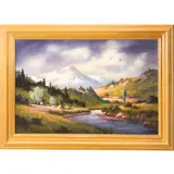 Untitled (Indian Encampment) by Heinie Hartwig, oil on board, sold May 2022