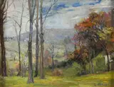 Untitled (Spring Hillside) by George Gardner Symons, oil on canvas board, sold May 2022