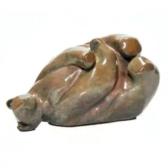 Reclining Bear by Sharon Spencer, 2000, bronze sculpture, sold May 2022