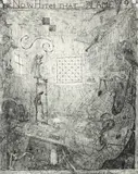 Now Here's that Blame Treaty. by William T. Wiley, 1983, aquatint with soft ground etching and burnishing, sold May 2022