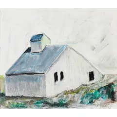 White Barn by Wolf Kahn, pastel on paper, sold May 2022
