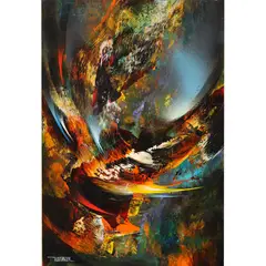 Untitled by Leonardo Nierman, oil on masonite, sold Jun 2022