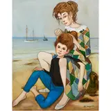 Untitled (Harlequin Girls) by Philippe Henri Noyer, 1956, oil on canvas, sold Jun 2022