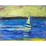 Boat by Terry St. John, oil on masonite, sold Jun 2022