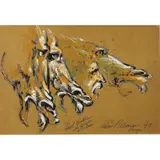 Untitled (Abstract Horses and Jockey) by LeRoy Neiman, 1949, gouache on paper, sold Jun 2022