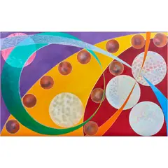 Abstract Forms by Manuel de Arce, oil and glitter on canvas, sold Jun 2022