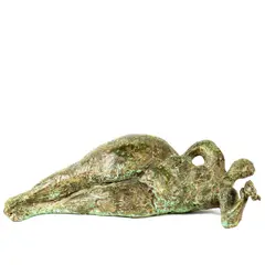 Abstract Reclining Female with Bird by Rick Rowley, bronze sculpture, sold Jun 2022