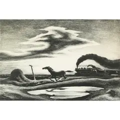 The Race by Thomas Hart Benton, 1942, lithograph, sold Jun 2022