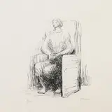 Seated Woman in Armchair by Henry Moore, 1973, lithograph, sold Jun 2022