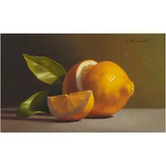 Sliced Lemon by Gerald Stinski, oil on board, sold Jun 2022