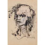 Visage," circa by Léonor Fini, gouache on paper, sold Jun 2022