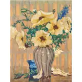 Floral Still Life by Wellington J. Reynolds, oil on board, sold Jun 2022