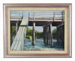 Annisquam Bridge by John Caggiano, oil on canvas, sold Oct 2024