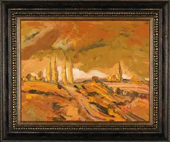 Autumn Landscape by Cornelius Bosch, oil on canvas mounted on board, sold Jul 2023