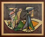 Abstract Composition by Lex Metz, 1955, Watercolor on Paper, sold Mar 2024