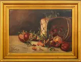 Basket and Pomegranates by Mary Stringer, Oil on Canvas, sold Mar 2024