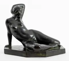 Reclining Nude Woman by Raphael-Schwartz, Bronze Sculpture, sold Apr 2024