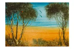 HART (AUSTRALIAN 1928-2006) Extensive landscape signed Pro/Hart (lower left) oil on board 10 x 15 cm by Kevin Charles, oil on board, offered Nov 2023