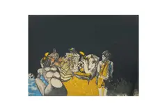 Scene on the beachLithograph on paper, from the series Location & Scene, printed in New York by Touchstone publishers 1970 by Masuo Ikeda, pencil, offered Nov 2023