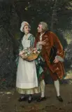The flower girl by Marie de Garay, Oil on panel, offered Aug 2022