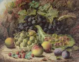 Still life of fruit by Oliver Clare, Oil on canvas, sold Aug 2022