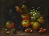 Still life of fruit, a pair by Edwin Steele, Oil on canvas, sold Aug 2022