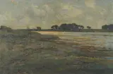 Estuary landscape by Arnold Priestman, Oil on canvas, sold Aug 2022