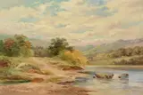 Highland river landscape by John Rock Jones, 1887, Oil on canvas, offered Aug 2022