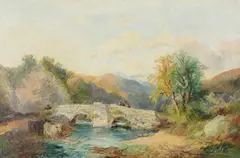 Bridge, over dulais valley by Joseph Horlor, Oil on canvas, offered Aug 2022