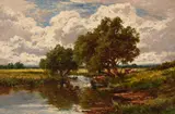On the kennett by Henry H. Parker, Oil on canvas, offered Aug 2022