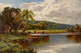 On the river avon near stratford by Henry H. Parker, Oil on canvas, offered Aug 2022