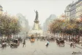 La place de la republique, paris by Joaquin Sunyer Y Miro, Oil on board, offered Aug 2022