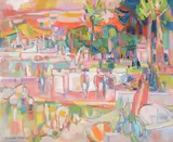 Lointain rouge au port canto a cannes by Claude Schürr, Oil on canvas, offered Aug 2022